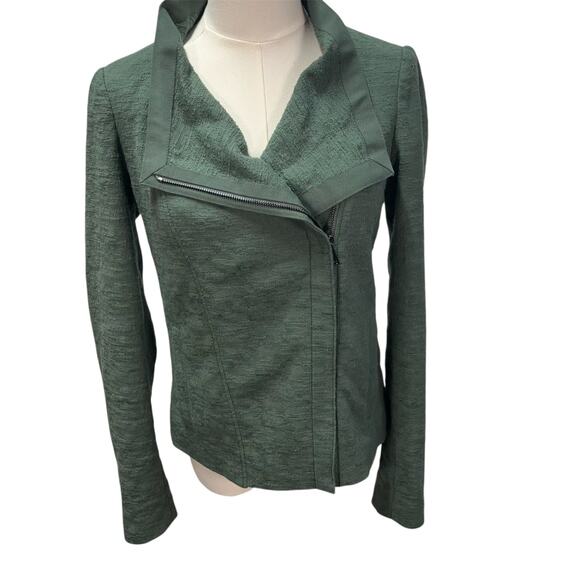Vince Green Moto Jacket Womens XS Lightweight Full Zip Pockets Textured‎ - Picture 1 of 16